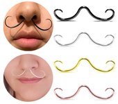Anillos creativos de acero inoxidable para la nariz, con forma de bigote y tabique nasal, para mujeres y hombres A3