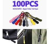 100 piezas de cuerda para tirar de la cabeza con cremallera para bolsas de viaje, maletas, tiendas de campaña y mochilas blanco