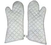 1 par de guantes para horno, guantes para horno de cocina, guantes largos resistentes al calor, guantes de tela plateados antiescaldaduras