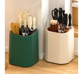 Soporte giratorio para cortadores de cocina, estante de almacenamiento de cortadores seguro y confiable con bandeja de goteo, soporte para herramientas giratorio de 360 grados