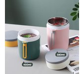Taza de sopa de 580ml, caja de almuerzo, suministros de cocina, diseño con mango, tarros de ensalada de avena, taza de desayuno de oficina, portátil térmico ecológico L color rosa