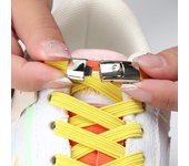 1 par de cordones elásticos planos sin cordones para zapatillas deportivas, cierre de metal, seguridad rápida, banda de goma n.° 8 White