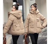 Abrigo de algodón de invierno para mujer, chaqueta acolchada gruesa y acolchada para mujer, chaqueta holgada con cierre de cremallera y manga larga M caqui