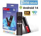 TV98 Android 14 ATV Smart TV Stick Soporte de video 8K BT5.0 WiFi 6 Allwinner H618 Quad Core Cortex A53 Control remoto por voz Smart TV Box Mini TVBox 2GB 16GB TV98