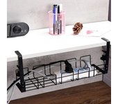 Estante de almacenamiento debajo de la mesa Bandeja de gestión de cables de metal Organizador de cables de escritorio de oficina en casa Sin perforaciones Accesorios de almacenamiento de cocina negro