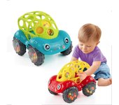 Coche de bebé, muñeco de juguete, cuna, timbre móvil, anillos, agarre, gutapercha, pelota para atrapar a mano, para recién nacido rojo