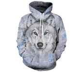 Sudadera con capucha para hombre, moda urbana, sudadera de manga larga estilo hip hop, chaqueta con estampado de lobo en 3D de gran tamaño L