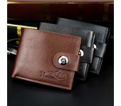 Cartera corta con hebilla magnética y ranura para tarjeta SIM para hombre marrón claro