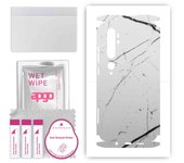 apgo Protective Skin Sticker for the back+sides compatible with Xiaomi Mi Note 10 Pro, Full Wrap Film, Foil, Vinyl - Pattern White Marble