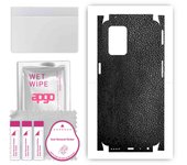 apgo Protective Skin Sticker for the back+sides compatible with Realme 8 5G, Full Wrap Film, Foil, Vinyl - Pattern Black Leather