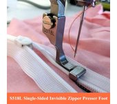 #S518L/T168 Prensatelas para máquina de coser industrial aleatoria, de puntada de cadeneta, de acero plano, de un solo lado, con cremallera invisible 1pc S518L T168 random