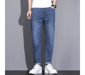 Pantalones vaqueros ajustados negros, grises y azules de buena calidad para hombre, pantalones vaqueros ajustados de primavera y verano, pantalones vaqueros elásticos de algodón para hombre, pantalones vaqueros LY2301 28 azul