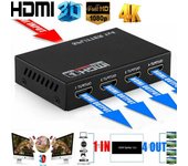 Dreamplanet Video 1080P HDMI 1In4 HD Out Splitter Switcher con adaptador de corriente para HDTV