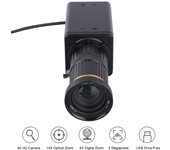 Aibecy Cámara 4K HD Cámara de computadora Cámara web 8 megapíxeles Zoom óptico 10X Gran angular de 60 grados Without Tripod negro