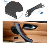 1pc Car Interior Accessories Door Handle Pull Leather Cover Trim Black with red blue line For BMW 3 Series E90 E91 LEFT