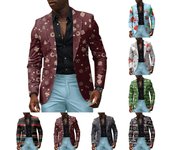 Chaquetas de traje unisex con estampados navideños de invierno Chaquetas de botones de moda casuales unisex L verde del ejército