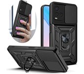 Funda protectora a prueba de golpes para VIVO Y31 Y53S Y51 Y33S Y11 Y12 Y17 Y91 Y76S Y20 Y21S Funda protectora de lente de cámara para VIVO V21 V23E For VIVO Y11 negro