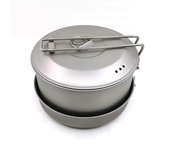 Juego de utensilios de cocina para acampar, olla y sartén, vajilla de cocina al aire libre para acampar con mochila gris