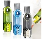 Cepillo de limpieza multifuncional 3 en 1, botella pequeña, cepillo para tapa, herramientas limpiadoras de paja, cepillo de limpieza para grietas, herramientas de limpieza para el hogar y la cocina 1pc verde