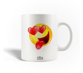 Taza de cerámica con imagen de emoji de amor