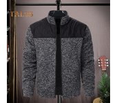 Chaqueta de otoño-invierno para hombre, de punto, con retazos, cierre de cremallera, cuello alto, cárdigan de manga larga, largo medio, corte ajustado, abrigo térmico M negro