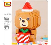 LOZ 9251 mundo Animal Feliz Navidad oso sombrero de manzana mascota muñeca modelo Mini bloques de diamante juguete de construcción para niños sin caja