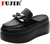 Zapatillas Fujin, zapatos de plataforma para mujer, zapatillas de deporte para mujer, zapatos vulcanizados con cordones para mujer, zapatillas deportivas para mujer, zapatos para papá 33 blanco