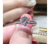Anillos de Compromiso de cristal con diseño clásico de seis garras para mujer, anillos de circonia cúbica Aaa a la moda, joyería para fiesta de boda para mujer, regalos 6