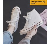 Zapatillas altas de lona Boost de 8 cm de altura para mujer: Zapatillas casuales retro de verano y otoño 2024 36 blanco