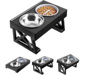 Cuencos dobles elevados para perros con soporte y altura ajustable de 3 niveles para alimentación lenta de mascotas, comederos elevados para comida y agua para perros medianos y grandes