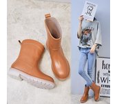 Zapatos de lluvia de moda para mujer, botas de lluvia sin cordones, botas de lluvia con plataforma antideslizante, chanclas de jardín, botines de goma para el trabajo para mujer, nuevos 35 color rosa