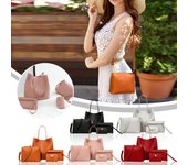 Conjunto de 4 bolsos para mujer, elegante cartera femenina de piel sintética, bolso bandolera, accesorio de decoración de moda, bolso de mano para mujer One Size