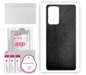 apgo Protective Skin Sticker for the back compatible with Xiaomi Redmi Note 11E, Wrap Film, Foil, Vinyl - Pattern Black Leather