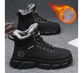 Botas de nieve de moda para hombre, zapatos de invierno impermeables, botines descalzos, zapatos de nieve, zapatos de senderismo al aire libre, botas de felpa cálidas de piel 39 amarillo