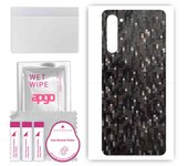 apgo Protective Skin Sticker for the back compatible with Oppo Reno3 Youth, Wrap Film, Foil, Vinyl - Pattern Carbon Black Pixel