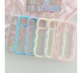 Funda para iPhone con borde ondulado de color liso para iPhone 11/X a iPhone 16 Pro Max (Adecuado para iPhone 13-15) - Diseño dos en uno Apple 15 cian claro