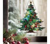 Atrapasueños de árbol de Navidad, adorno de acrílico teñido, atrapasueños coleccionable para colgar en la ventana, decoración festiva para árbol 15cm 1pc