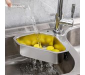 Cesta de drenaje triangular de acero inoxidable para fregadero de cocina, estante de filtro para escurridor de frutas y verduras, estante de almacenamiento, barra de cesta con ventosa