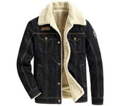 Chaqueta vaquera de invierno vintage para hombre, cálida, acolchada, con forro y cremallera 5XL