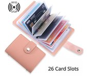 Nuevo tarjetero antirrobo para tarjetas de crédito, 26 tarjetas a la moda para mujer, funda delgada de bolsillo de cuero PU, cartera, bolso para mujer, hombre y mujer