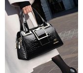 Bolso de mano de gran capacidad de 2 capas, bolsos de lujo para mujer, bolsos de diseñador con patrón de cocodrilo, bolso de hombro Boston para mujer de alta calidad azul