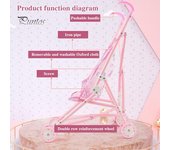 Cochecito de muñecas de juguete para niños pequeños, cochecito de bebé plegable, juguete de aprendizaje seguro y realista, regalo para niñas de 3, 4 y 5 años color rosa