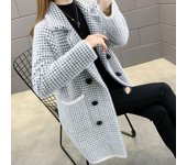 Chaqueta de longitud media para otoño e invierno para mujer, cárdigan de punto holgado, suéter grueso 3XL