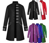 Chaqueta de frac vintage cálida de invierno para hombre para Halloween, abrigo de disfraz medieval victoriano gótico para cosplay, abrigos de esmoquin S negro