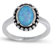 Bague Argent 'Déesse Opale' bleu argenté (rhodié) - 12x10 mm 60 azul