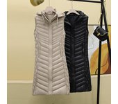 Chaleco para mujer en invierno, nuevo estilo, chaleco largo por encima de la rodilla para chaquetas adelgazantes M negro