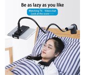 Soporte flexible para teléfono móvil con brazos largos giratorios de 360 grados, ideal para escritorio, cama y tableta. blanco