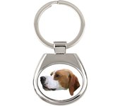 Pointer inglés - llavero geométrico con foto y la inscripción Art-Dog blanco