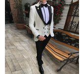 Conjuntos de chaqueta blanca Trajes rojos Fiesta de bodas diaria de negocios Traje de esmoquin para padrinos de boda Traje de anfitrión para hombres Conjuntos regulares de 3 piezas Chaqueta + Pantalones + Chaleco S blanco