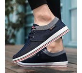 Zapatillas de deporte suaves y cómodas con cordones, mocasines planos para hombre, zapatos casuales, zapatos de hombre, zapatos de lona vaquera transpirables 39 gris